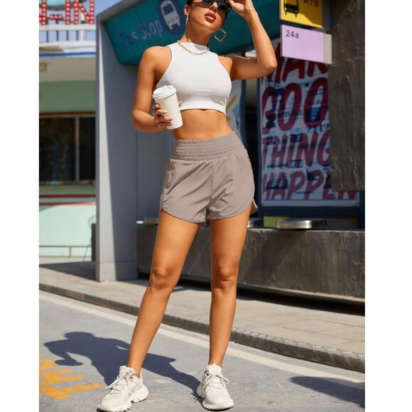 BMJL Women's Athletic Shorts High Waisted Running Short with Pocket 2.5" - Picture 2 of 8